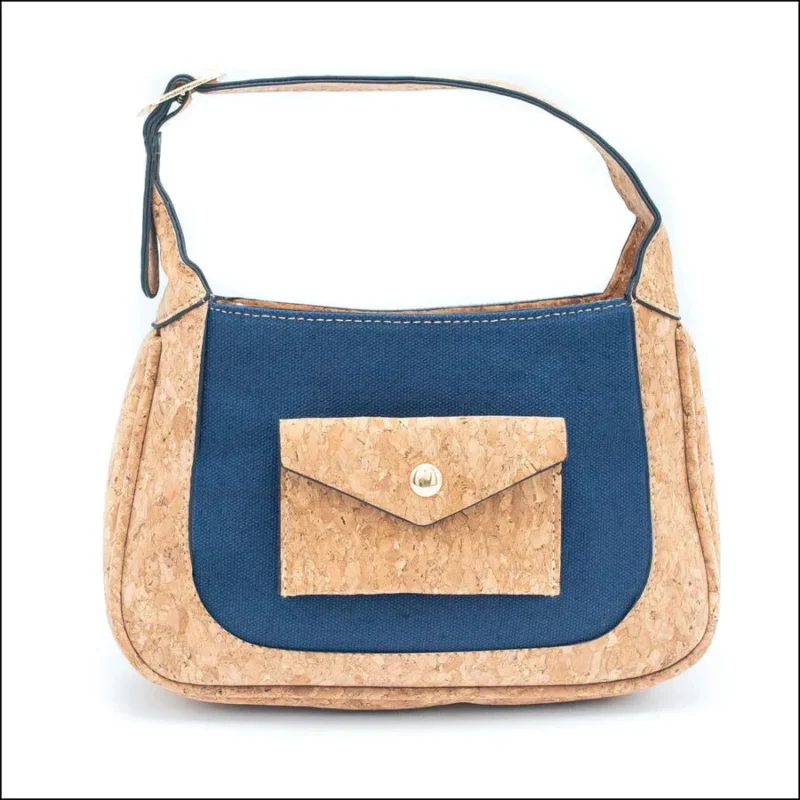 Kleine kurk schoudertas (donkerblauw)